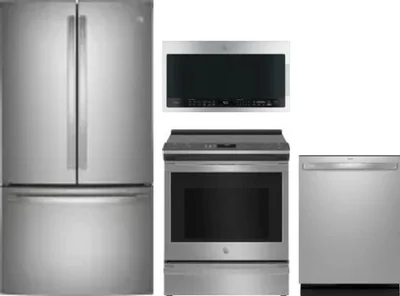 4 Piece Package Includes Refrigerator, Range, Microwave And Dishwasher